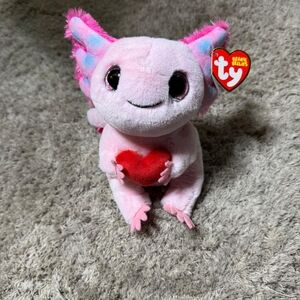 Ty Beanie Bellies Locky Pink Axolotl Plush Toy 2024